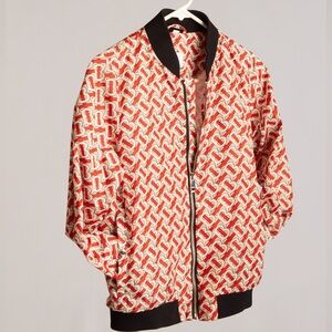 BURBERRY KIDS MONOGRAM RED BEIGE BOMBER JACKET